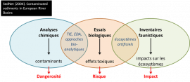Approche TRIADE basée sur trois lignes de preuves successives pour l’évaluation de la qualité des sédiments (d’après SedNet 2004 « Contaminated sediments in European river basins »)